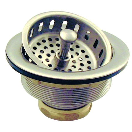 Westbrass 3-1/2" Post Style Kitchen Sink Basket Strainer, Satin Nickel D214-07